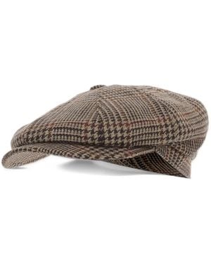 Tagliatore Check-Pattern Wool-Blend Flat Cap - Gray
