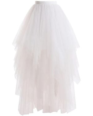 Gemy Maalouf Tiered Tulle Skirt - White