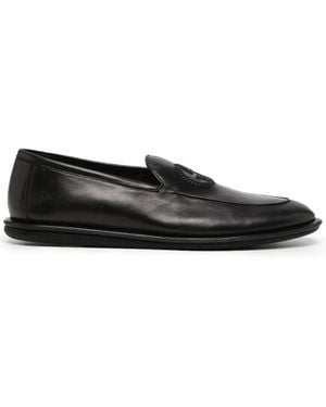 Giorgio Armani ロゴ レザースリッポン - ブラック