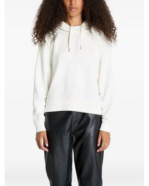Lee Jeans Logo-Embroidered Drawstring Hoodie - White