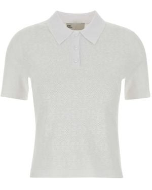 Tory Burch Pointelle Viscose Polo - White