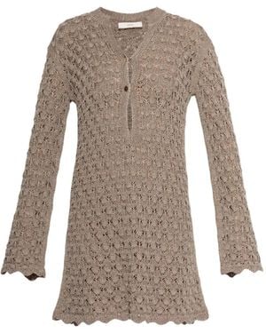 Akep Openwork Mini Dress - Brown