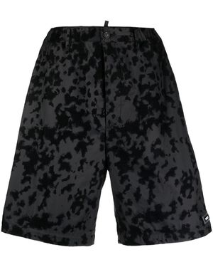 DSquared² Logo-Patch Camouflage-Print Shorts - Black