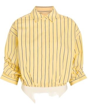 STAUD Traverse Striped Shirt Bodysuit - Metallic