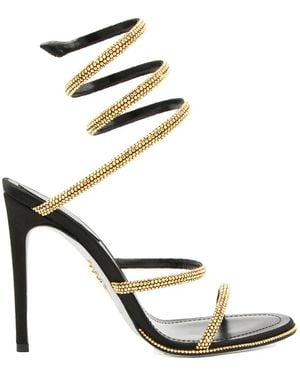 Rene Caovilla Cleo Crystal-Embellished Wrap Sandals - White