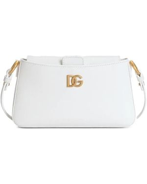 Dolce & Gabbana Logo-Plaque Shoulder Bag - White