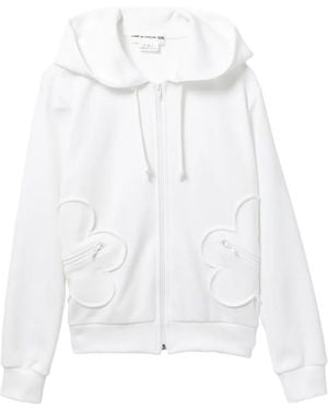Comme des Garçons Floral Appliqué Zip-Up Hoodie - White