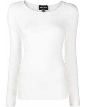 Giorgio Armani Ribbed-Knit Fitted Jumper - White