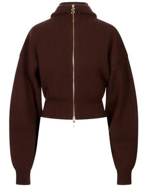 Sportmax Zip-Up Hooded Cardigan - Brown