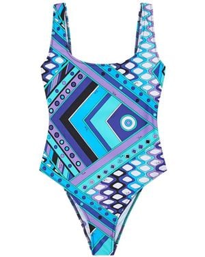 PUCCI Vivara-Print Swimsuit - Blue