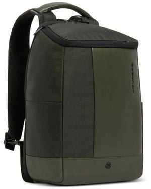 Piquadro Logo-Plaque Panelled Backpack - Green