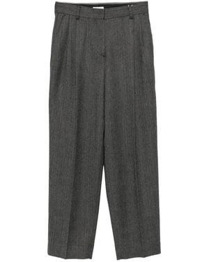 TOTEME Herringbone Pleated Pants - Gray