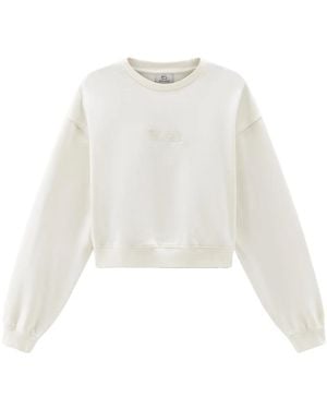 Woolrich Logo-Embroidered Cotton Sweatshirt - White