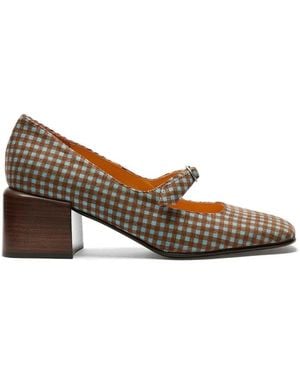 LILI CURIA Gingham Mary Jane Ballet Flats - Brown