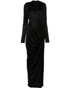 Atlein Gathered Wrap Gown - Black