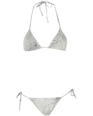 FEDERICA TOSI Snake-Print Triangle Bikini - White