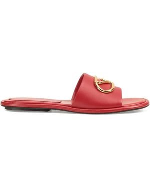 Sergio Rossi Logo-Plaque Sandals - Red