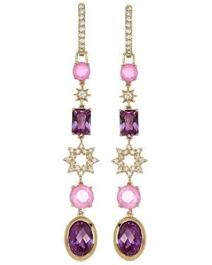 Lark & Berry 14Kt Starburst Sapphire And Diamond Earrings - White