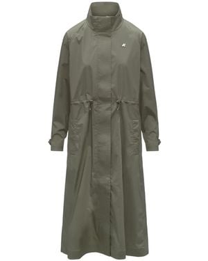 K-Way Barbrein Drawstring Long Coat - Green