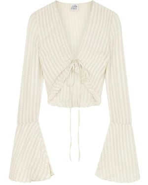 Donde Esteban Blouse Crop En Soie - Blanc
