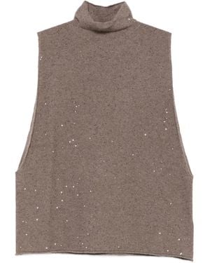 Antonelli Turtleneck Sequin-Embellished Top - Brown
