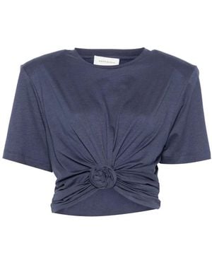 Magda Butrym Camiseta Con Hombreras Y Nudo - Azul