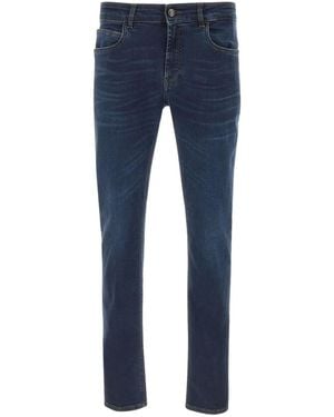 Fay Five-Pocket-Jeans mit Logo-Patch - Blau