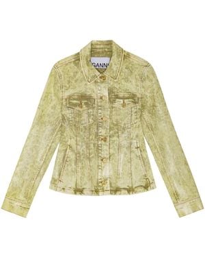 Ganni Acid-Wash Denim Jacket - Green