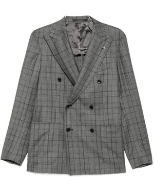Tagliatore Check-Pattern Double-Breasted Suit - Gray