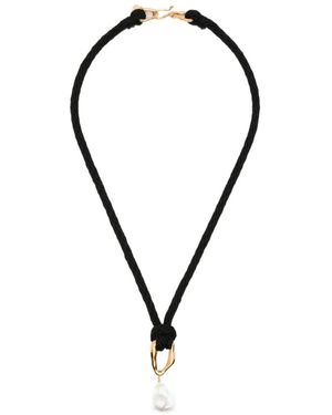 forte_forte Pearl-Pendant Cord Necklace - Metallic