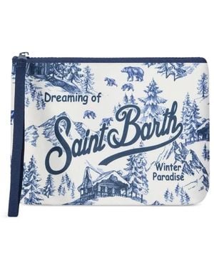 MC2 Saint Barth Off- Aline Pochette With Winterland Toile De Jouy Print - Blue