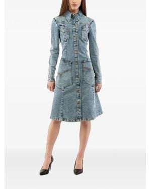 Moschino Button-Up Long-Sleeve Dress - Blue