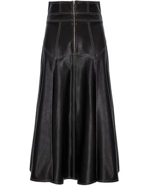 Murmur Underline Stitched Zip Skirt - Black