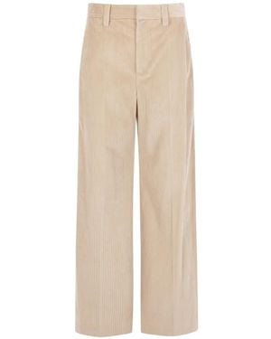 Brunello Cucinelli Corduroy Monili-Embellished Pants - Natural