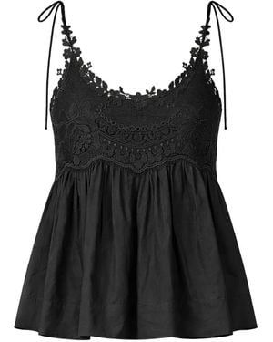 Twinset Muslin Top With Lace - Black