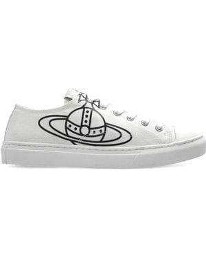 Vivienne Westwood Orb-Print Lace-Up Court Shoes - White