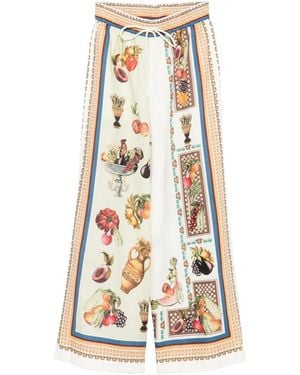 ALÉMAIS Pantalones Con Motivo Gráfico - Blanco