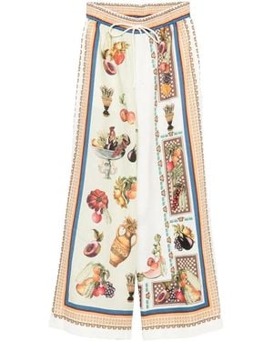 ALÉMAIS Pantalones con motivo gráfico - Blanco