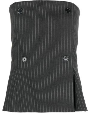 Ioana Ciolacu Pinstripe-Pattern Bandeau Top - Black