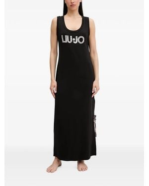 Liu Jo Long Dress With Maxi-Logo - Black
