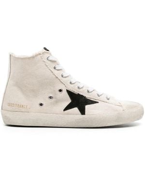 Golden Goose Francy Suede-Star Canvas Trainers - Natural