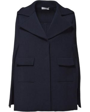 Charlott Wide-Lapels Cape - Blue