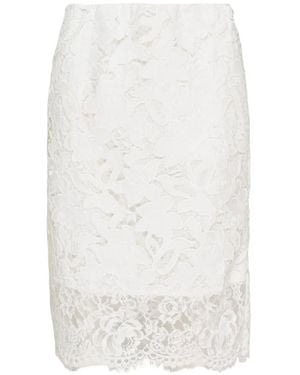 N°21 Floral-Lace Pencil Midi Skirt - White