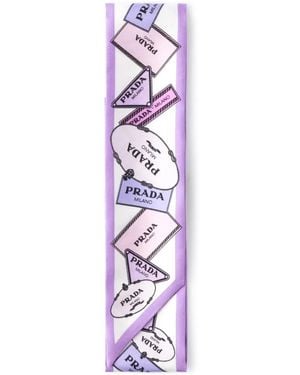 Prada Printed Twill Scarf - Purple