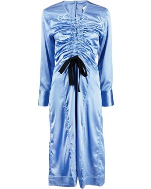 Ganni Satin Midi Dress - Blue
