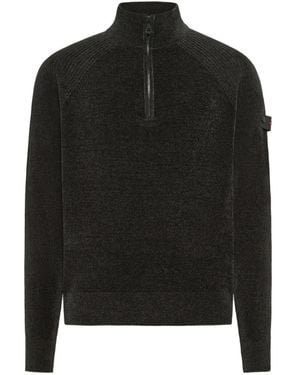 Peuterey Quarter-Zip Chenille Jumper - Black