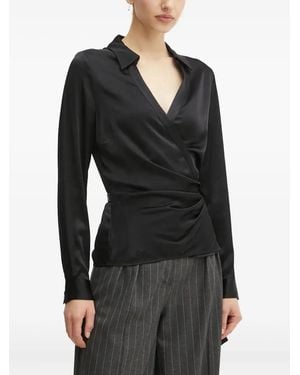Guess Satin Wrap Blouse - Black