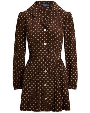 Polo Ralph Lauren Floral-Print Button-Front Dress - Brown
