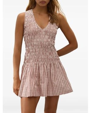 Faithfull the Brand Shirred Palomar Check Dress - Pink