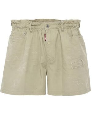 DSquared² Distressed-Effect Cotton Shorts - White